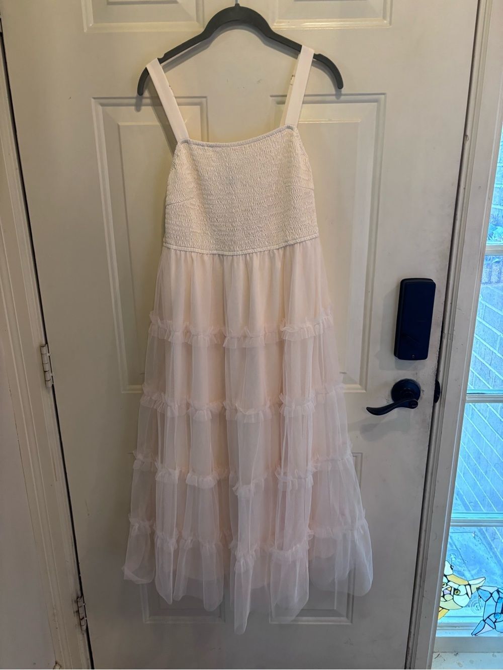 Boho Tiered Tulle Maxi Dress in Cream - Picture 2 of 4